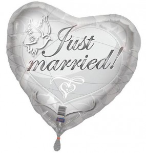 Ballon argenté "Just Married" 43 cm