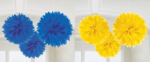 3 décos de plafond "Fleur en papier couleur unie"