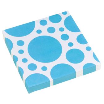 20 serviettes "Pois colorés en folie" - bleu clair