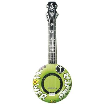 Guitare gonflable "Flower Power" 100 cm - vert