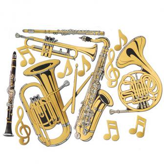 Déco murale "Instruments de musique en or" 60 cm 15 pcs