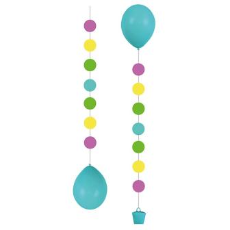 3 pendentifs pour ballon avec boîte "Points multicolores" 