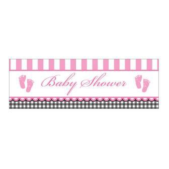 Bannière "Sweet baby feet" 152 x 51 cm - rose