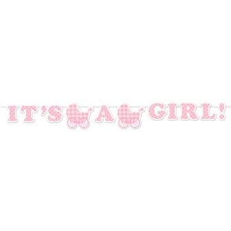 Guirlande de lettres "Baby Party" 170 cm - rose
