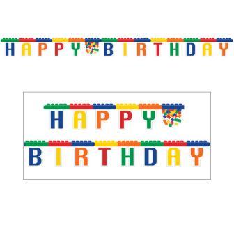 Guirlande de lettres "Briques colorées" Happy Birthday 2,3 m