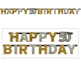 Guirlande de lettres "50 ans Glamour" Happy Birthday 2,1 m