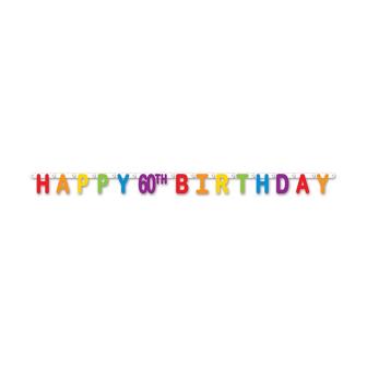 Guirlande de lettres "Happy 60th Birthday" 168 cm