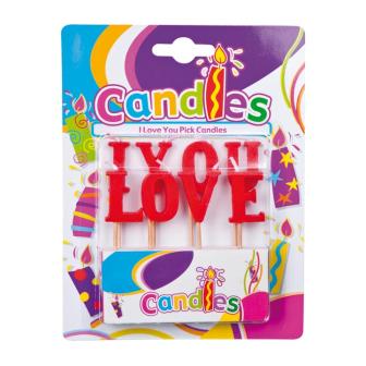 Petites bougies lettres "I LOVE YOU" 8 pcs