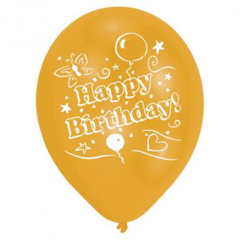 6 ballons de baudruche colorés "Happy Birthday"