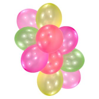 10 ballons de baudruche multicolores UV