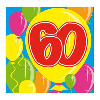 20 Serviettes Ballons "60 ans"