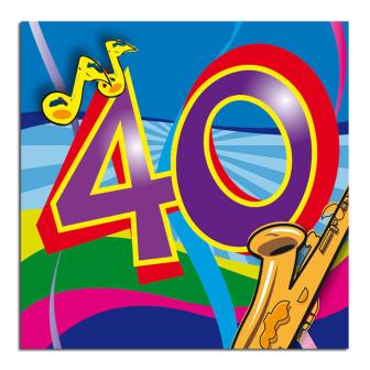 20 serviettes en papier "Music Party 40 ans"