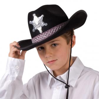 Chapeau de cowboy "Shérif" pour enfant - noir