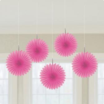 Déco de plafond "Fleurs en papier alvéolé" 15 cm 5 pcs. - rose vif