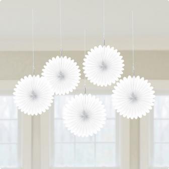 Déco de plafond "Fleurs en papier alvéolé" 15 cm 5 pcs. - blanc