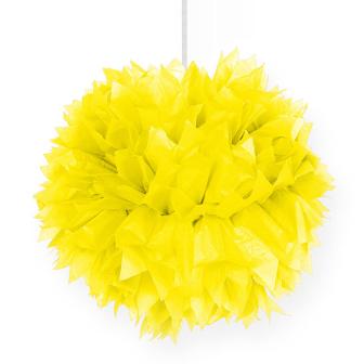 Déco de plafond "Pompon en papier crépon" 30 cm - jaune