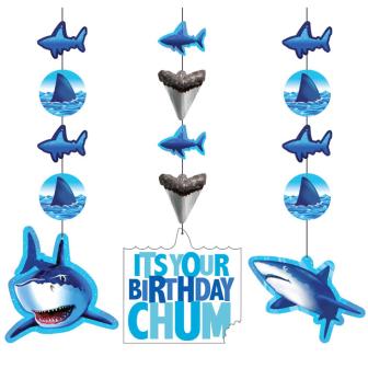 Suspensions "Attention requins !" 17,7 cm 3 pcs