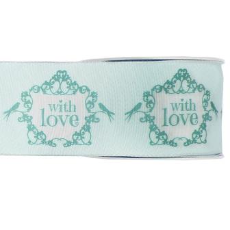Ruban de déco "With love" 5 m - vert menthe