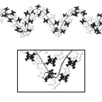  Guirlande en fil de fer "Têtes de mort Black & White" 7,6 m 