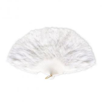 Éventail à plumes 26 cm - blanc