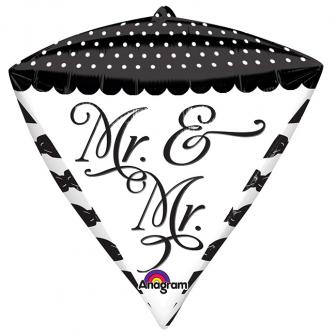 Ballon en alu en forme de diamant "Mr. & Mr." 38 x 43 cm
