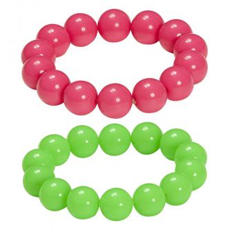 2 bracelets de perles unis fluo