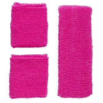 Bandeau unicolore fluo 3 pcs. - rose vif