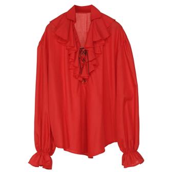 Chemise de pirate unicolore - rouge-M/L