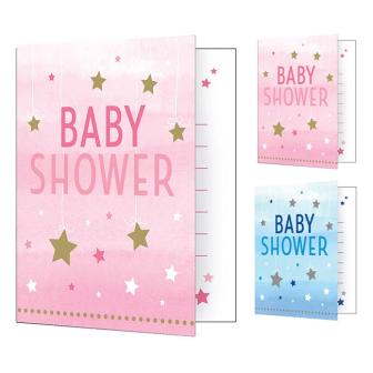 8 cartons d´invitation Baby Party avec enveloppes "Little Star" 