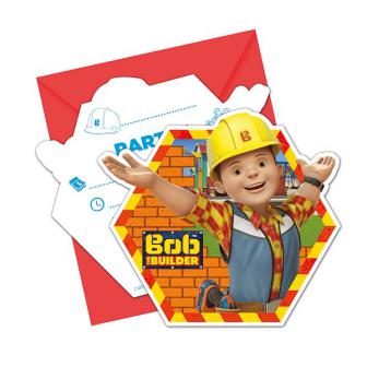 6 Cartons d´invitation "Bob le bricoleur - Nouvelles aventures"  avec enveloppes
