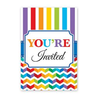 20 cartons d'invitation "Anniversaire en couleurs" avec enveloppes