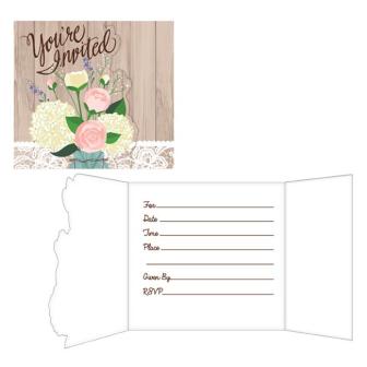 8 cartons d'invitation "Mariage en campagne" avec enveloppes