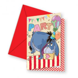 6 cartons d'invitation "Adorable Winnie l'ourson" Bourriquet avec enveloppes