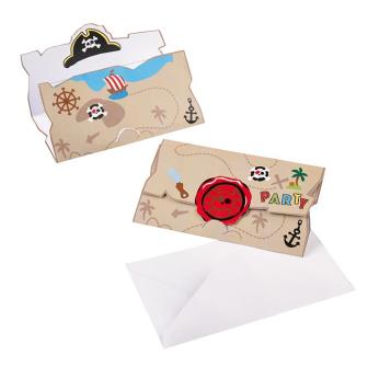 8 cartons d'invitation "Petit pirate des mers" avec enveloppes