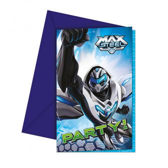 6 cartons d'invitation "Max Steel" avec enveloppes