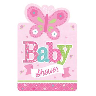 8 cartons d'invitations "Bienvenue petite princesse" avec enveloppes