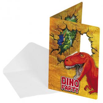 6 cartons d'invitation "Dinosaures aventuriers" avec enveloppes