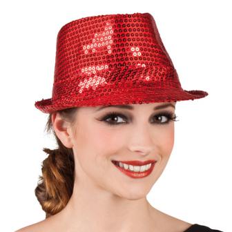 Élégant chapeau à paillettes - rouge