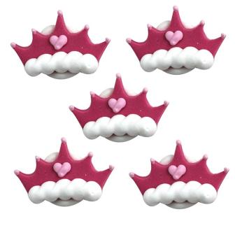 Déco comestible pour gâteau "Couronne de princesse" 5 pcs.