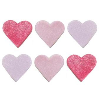 Déco comestible pour gâteau "Petits cœurs brillants" 6 pcs.