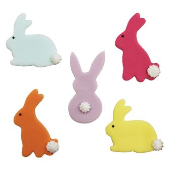 Déco pour gâteau comestible "Lapins colorés" 5 pcs.