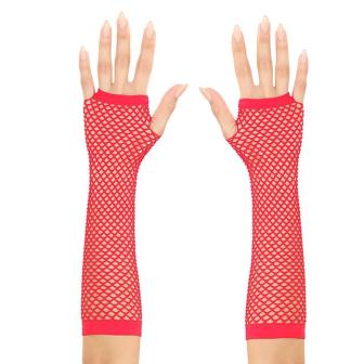 Longs gants résille sans doigts 30 cm - rouge