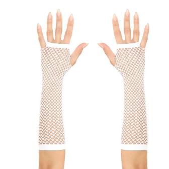 Gants résille sans doigts 30 cm - blanc