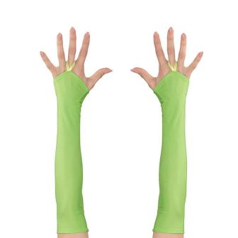 Gants cabaret en satin sans doigt - vert fluo