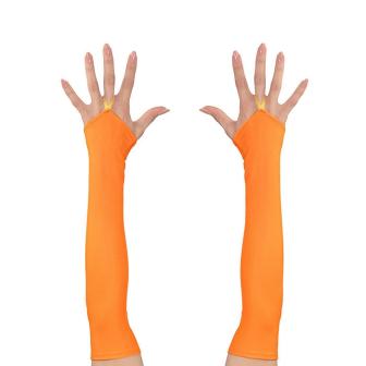 Gants cabaret en satin sans doigt - orange fluo