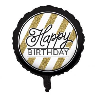 Ballon en alu "Black & Gold" - Happy Birthday 46 cm