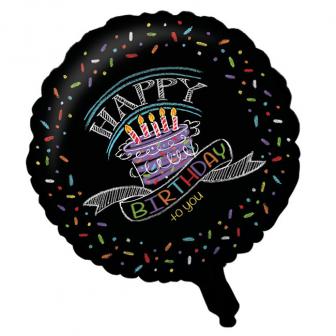 Ballon en alu "Craies colorées" Happy Birthday 45,7 cm