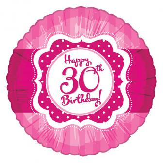 Ballon en alu Happy Birthday "Pretty Pink 30" 45 cm