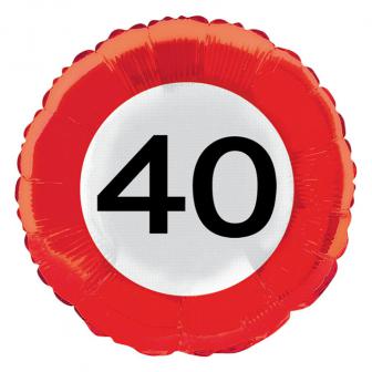Ballon en alu "Panneau de limitation de vitesse - 40 ans" 45 cm