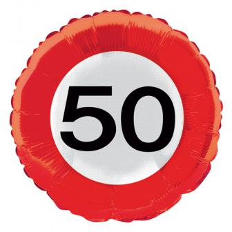Ballon en alu "Panneau de limitation de vitesse - 50 ans" 45 cm